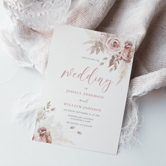 Invitation Divine Blush & Dusty Rose Floral Mariage
