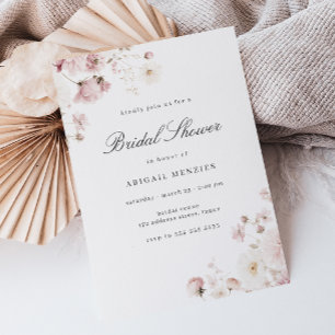 Invitation Divine Élégance Blush Fête des mariées Florale