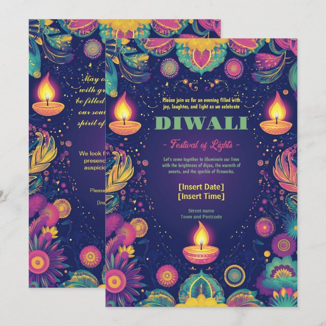 Invitation Divine Harmonie Diwali (Devant / Derrière)