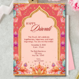 Invitation Diwali rose Art traditionnel Diwali Célébration de