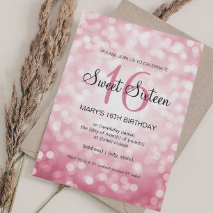 Invitation Dix-Seize Ans Élégants Fête Anniversaire Rose Or P