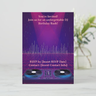 Invitation DJ Birthday Party - Personnalisable