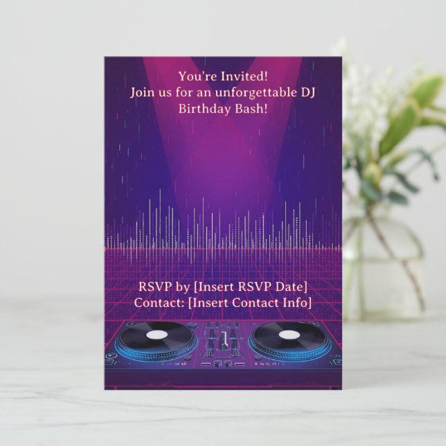 Invitation DJ Birthday Party - Personnalisable (Debout devant)