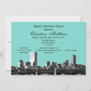 Invitation do-it-yourself BG Color Boston Skyline #2BW Sweet
