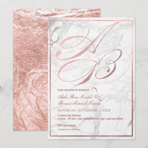 Invitation DO-IT-YOURSELF Couleur, Monogrammes, Faux Rose Gol