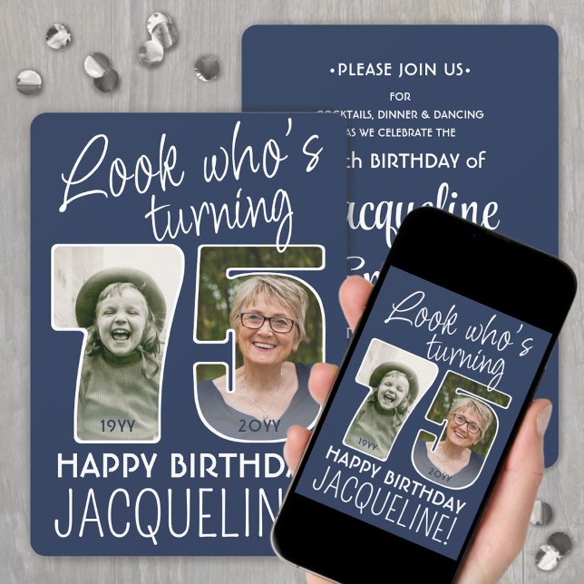 Invitation do-it-yourself couleurs ・ Regardez qui est 75 Anni (Créateur téléchargé)