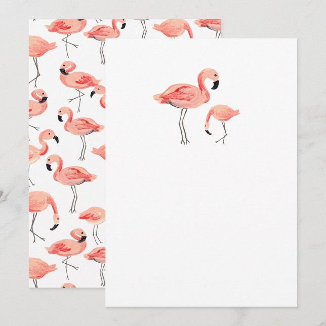 Invitation do-it-yourself Flamant rose vide (Devant / Derrière)