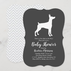 Invitation Doberman Pinscher Baby shower Neutre hommes-femmes