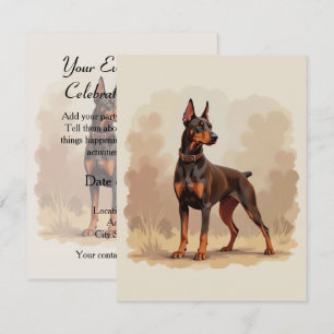 Invitation Dobermann de couleur brun rouille rouge