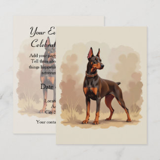 Invitation Dobermann de couleur brun rouille rouge
