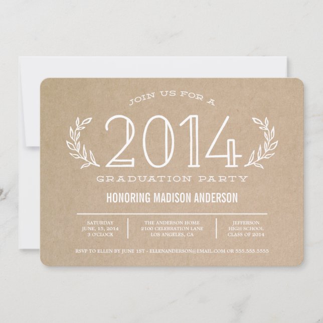 Invitation d'obtention du diplôme de la guirlande (Devant)