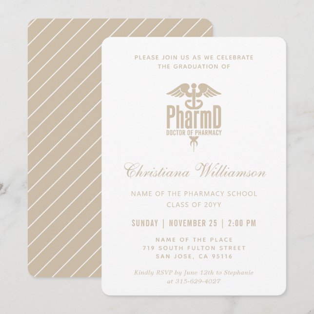 Invitation Docteur en pharmacie PharmD Pharmacy Graduation (Devant / Derrière)