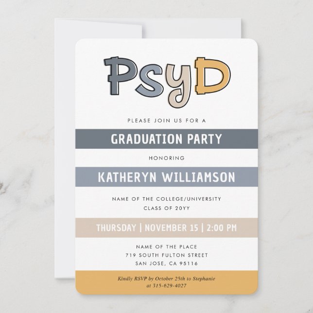 Invitation Docteur en psychologie PsyD (Devant)