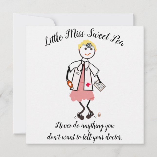 Invitation Doctor Note Card w Little Miss Sweet Pea (Devant)