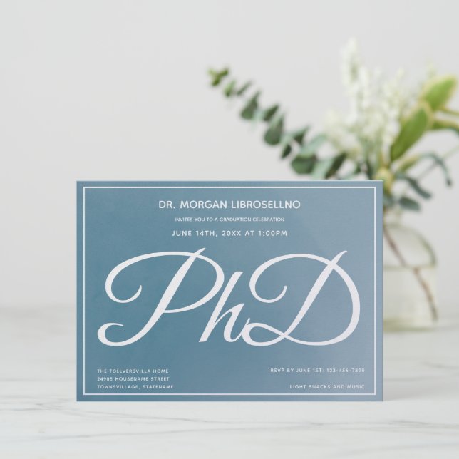 Invitation Doctorat Bleu Graduation Party (Debout devant)