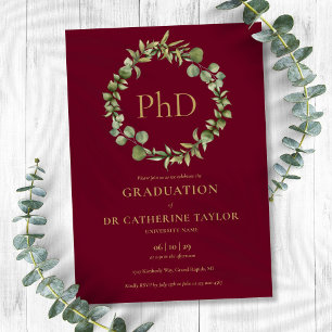 Invitation Doctorat Burgundy Red Garland Graduation Party