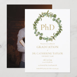 Invitation Doctorat Degré Elegant Garland Photo Party