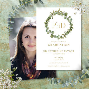 Invitation Doctorat Degré Elegant Garland Photo Party