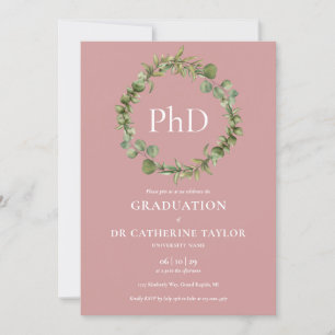 Invitation Doctorat Diplôme Dusty Rose Garland Graduation