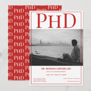 Invitation Doctorat Diplômé Photo Red Graduation Party
