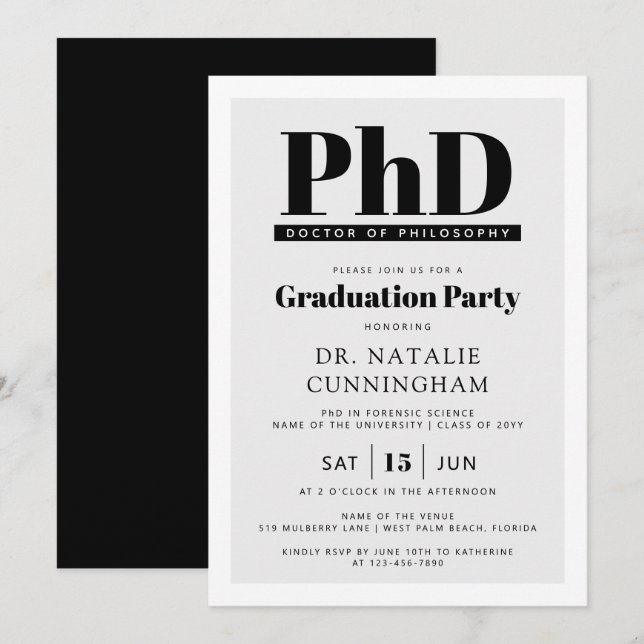 Invitation Doctorat Doctorat en Philosophie Doctorat (Devant / Derrière)