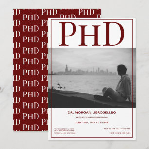 Invitation Doctorat en photo Burgundy Graduation Party