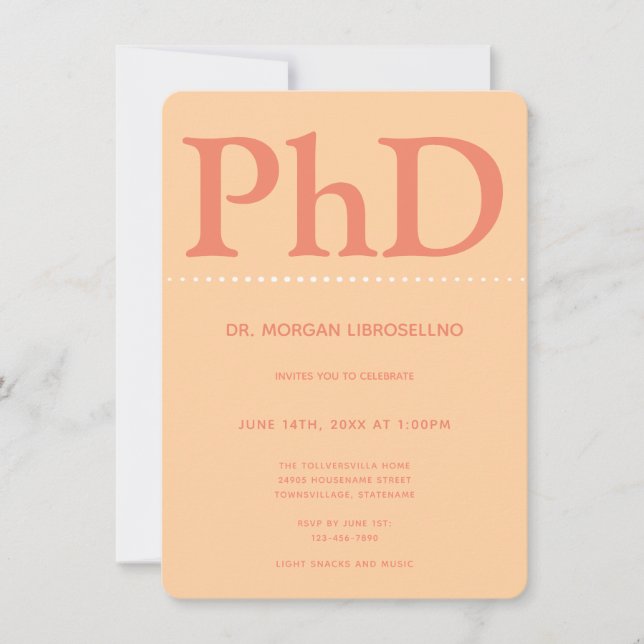 Invitation Doctorat Orange Graduation Party (Devant)