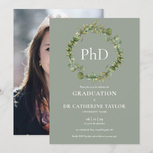 Invitation Doctorat Sage Garland Photo Party
