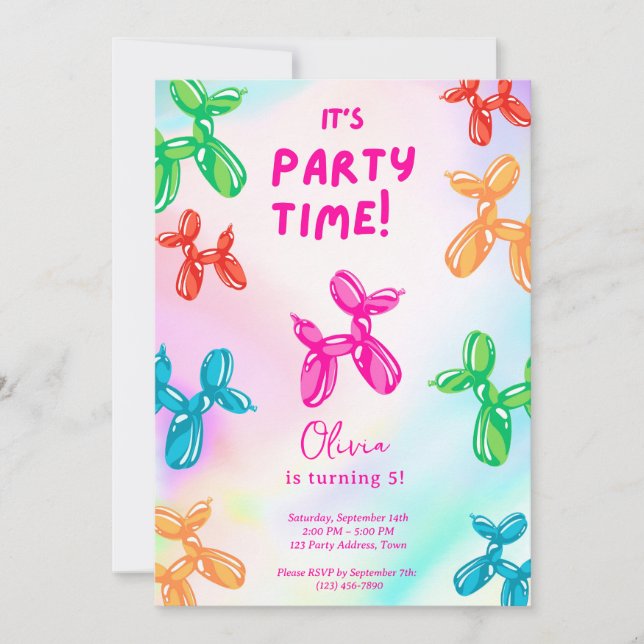 Invitation Dog Ballon Kids Birthday Party (Devant)