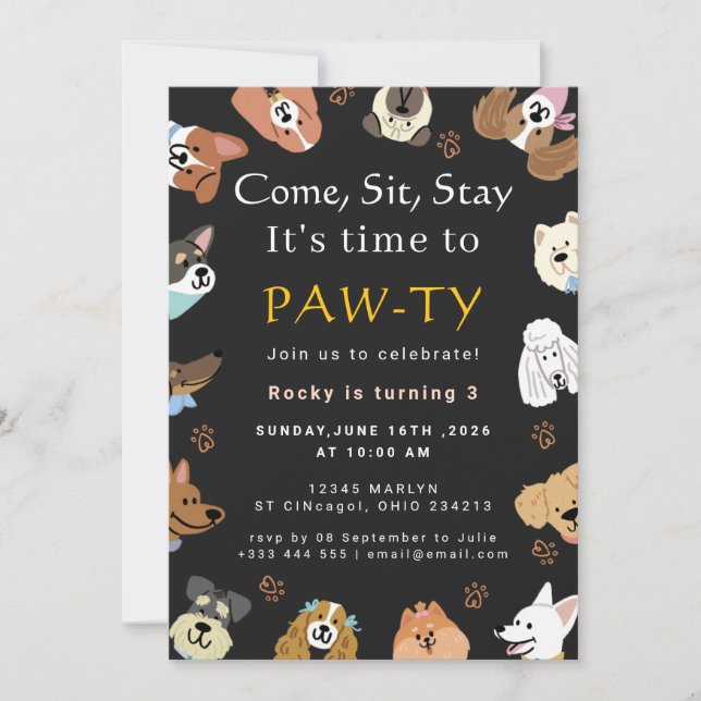 Invitation Dog Birthday Party (Devant)
