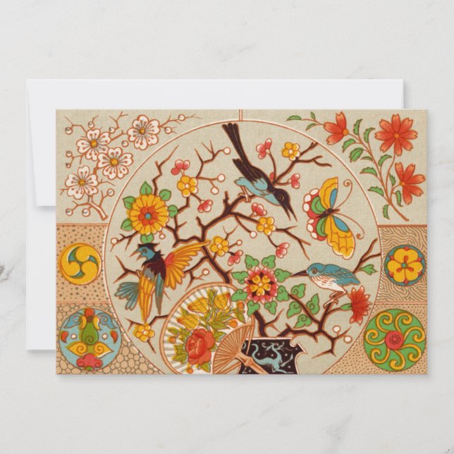 Invitation d'oiseaux et de papillons (Devant)