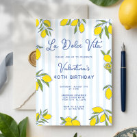 Dolce Vita Dessins de Citrons Bandes Bleues Annive