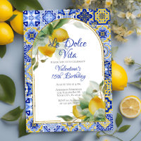 Dolce Vita Italien Bleu Carreaux Or Citrons Annive