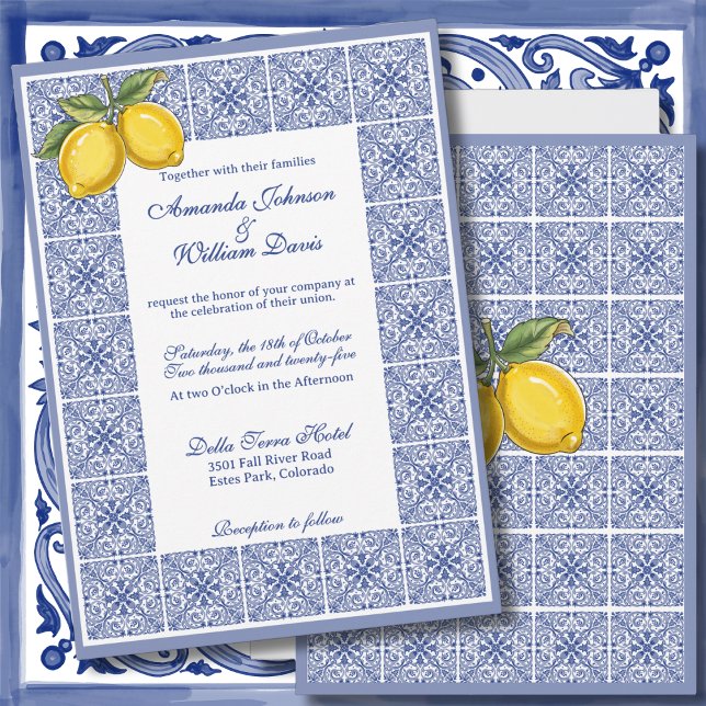 Invitation Dolce Vita - Mariage de carreaux et citrons italie (Créateur téléchargé)