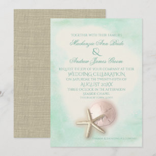 Invitation Dollar de sable et Starfish Aqua Mariage