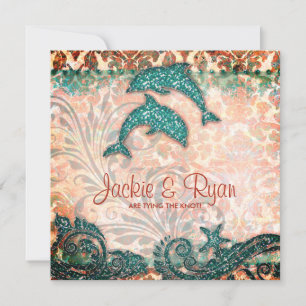Invitation Dolphin Beach Mariage Automne Turquoise