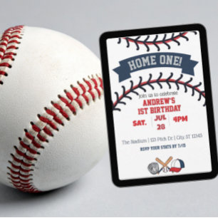 Invitation Domicile Un, Baseball 1er Anniversaire