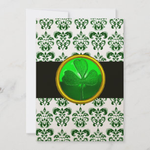 Invitation DOMMASQUE BLANC VERT AVEC Champagne Noir SHAMROCK