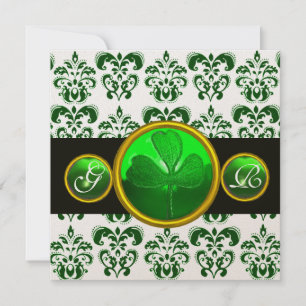 Invitation DOMMASQUE BLANC VERT, MONOGRAM SHAMROCK Champagne