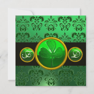 INVITATION DOMMASQUE NOIR VERT, MONOGRAM SHAMROCK