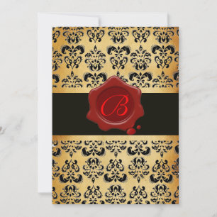 INVITATION DOMMASQUES BROWN ROUGES ET NOIRS, MONOGRAMME DE SC