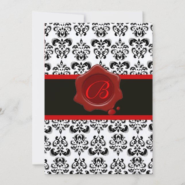 INVITATION DOMMASQUES ROUGES, ARGENT ET NOIR, MONOGRAMME DE S (Devant)