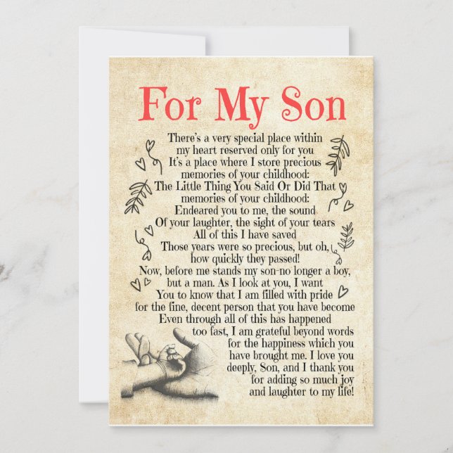 Invitation Don Son| Pour Mon Fils Merci D'Avoir Ajouté Tant D (Devant)