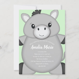Invitation Donkey Birthday Party Green