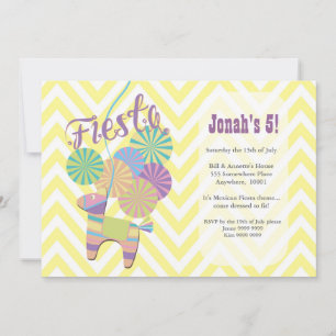 Invitation Donkey Fiesta Pinata Enfants Chevron fête d'annive
