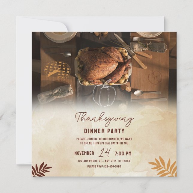 Invitation Donner Merci, Soirée Thanksgiving (Devant)