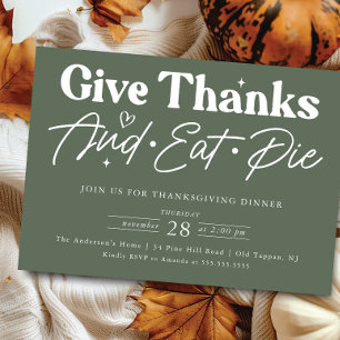 Invitation Donnez Merci Mange Pie Thanksgiving