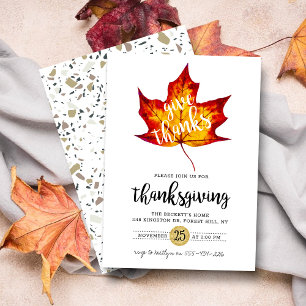 Invitation "Donnez Merci" Moderne Feuille d'automne Thanksgiv