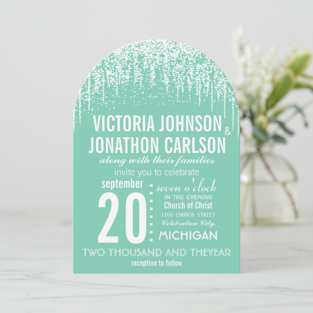 Invitation Donnez votre photo Confetti Typographie moderne (Debout devant)