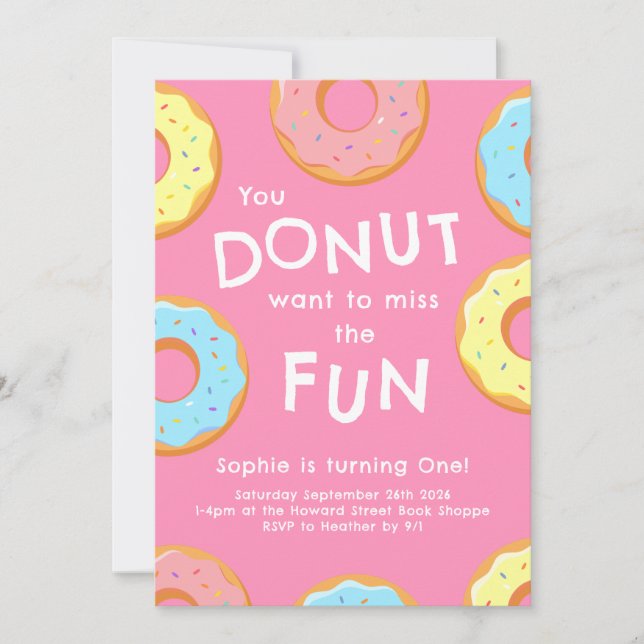 Invitation Donut 1er anniversaire fête Enfants (Devant)
